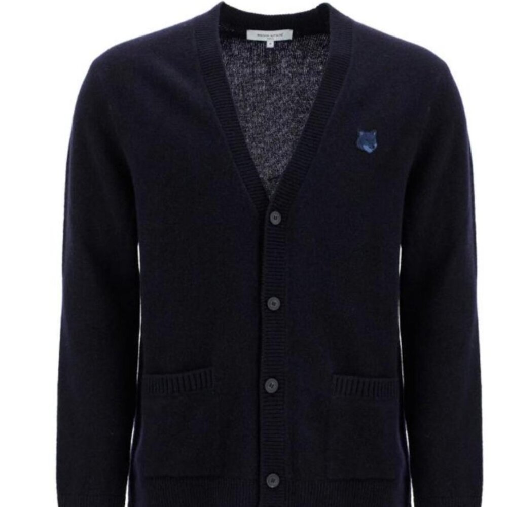 New Maison Kitsune Navy Unisex Fox Cardigan [Men's Small] - Picture 2 of 6